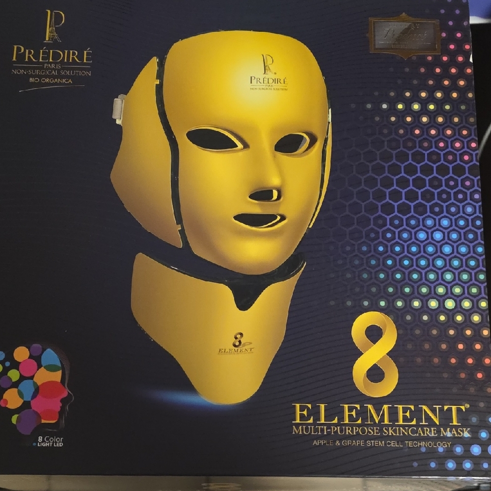NIB-Prédiré Paris Gold Skincare LED Mask with Neck Piece.